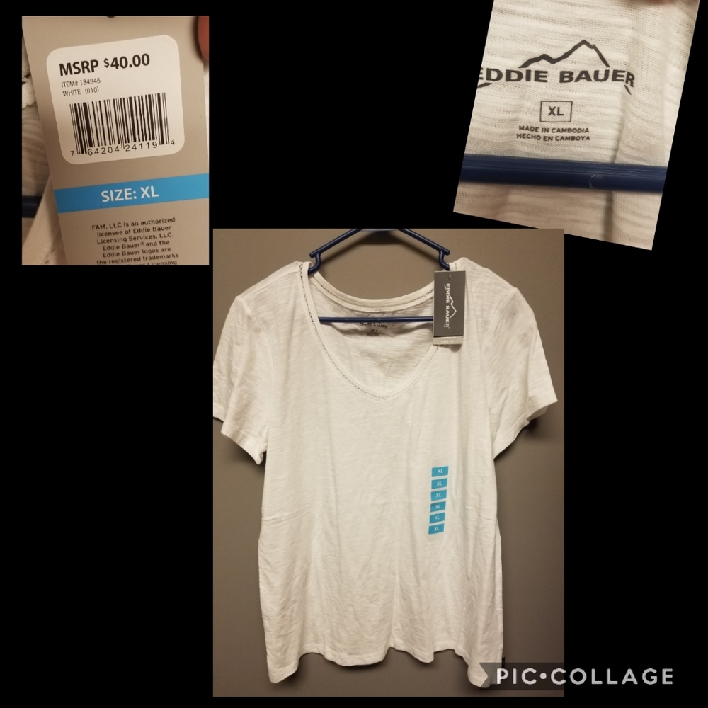 NWT Eddie Bauer Ladder stitch tee XL